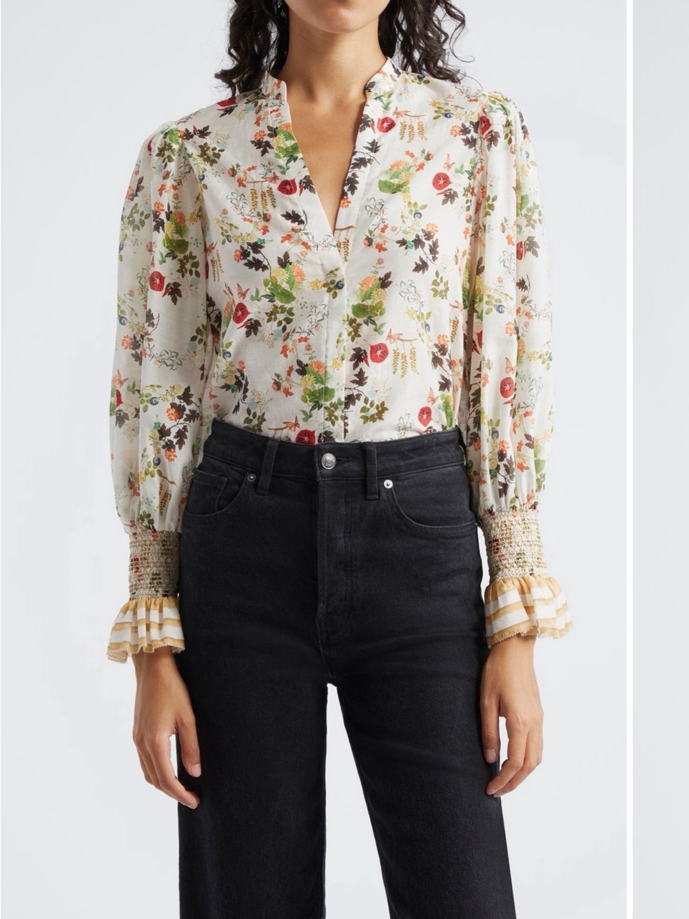 Alice + Olivia Ilan floral Ivory blouse